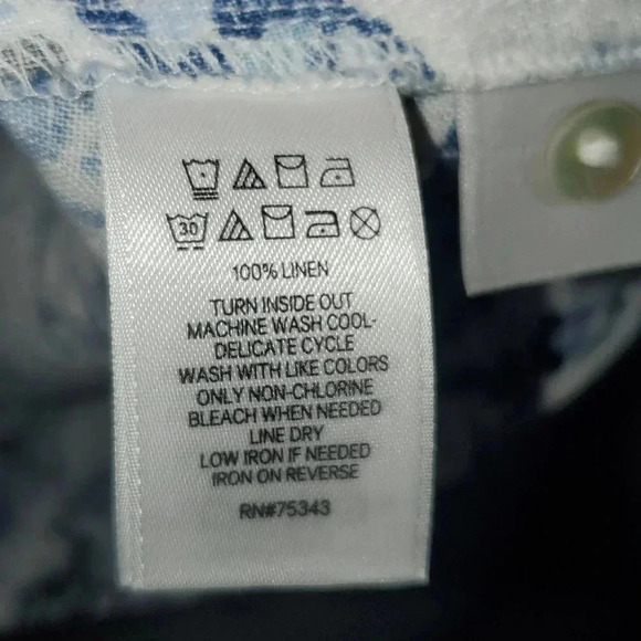 Lucky Brand Blue and White Floral Paisley Coastal 100% Linen Shift Dress Size XS - Picture 4 of 11